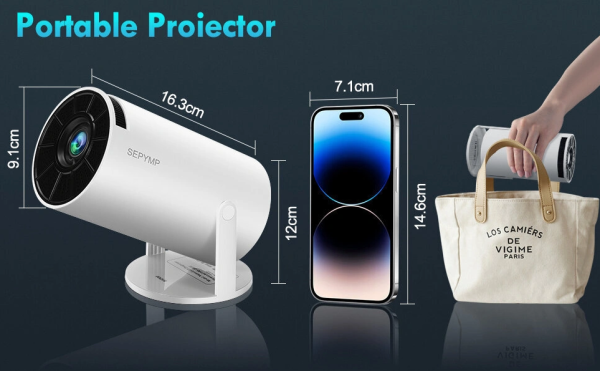 Videoproiector portabil cu Android, Wi-Fi 6, BT 5.0, conexiune HDMI, USB si Mirroring Android/IOS, Negru - imagine 8
