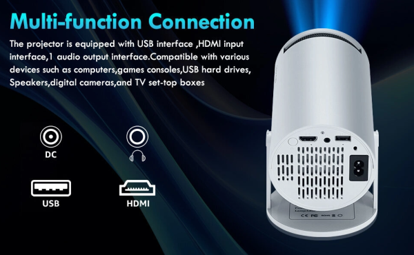 Videoproiector portabil cu Android, Wi-Fi 6, BT 5.0, conexiune HDMI, USB si Mirroring Android/IOS, Negru - imagine 7