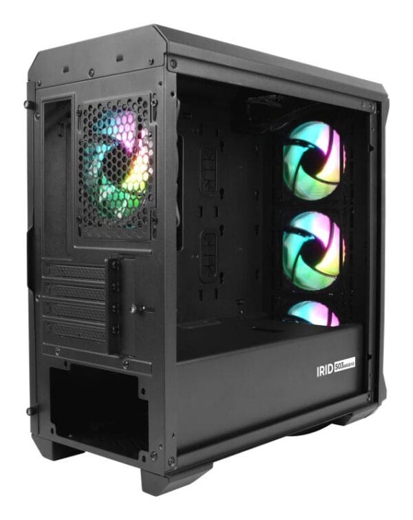 Carcasa GENESIS IRID 503 V2 Mini Tower ARGB NEGRU, Tempered Glass, Sloturi Expansiune 5, Drive Bays: 2x3.5" 3x2.5", Ventilatoare Suportate: 6 (spate: 1x120mm, fata: 3x120mm sau 2x140mm, sus: 2x120mm sau 2x140mm), Ventilatoare Incluse: 4 (4x120mm), Format Placa De Baza Suportat: Mini- ITX, Micro-ATX - imagine 3