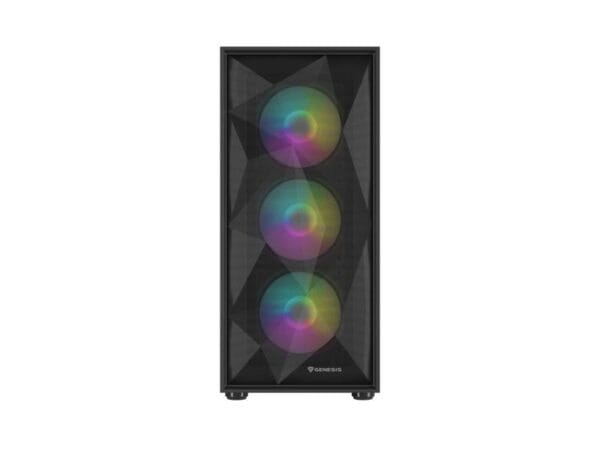 Carcasa GENESIS DIAXID 605 Mid Tower ARGB NEGRU, Tempered Glass, Sloturi Expansiune 7, Drive Bays: 2x3.5" 3x2.5", Ventilatoare Suportate: 8 (spate: 1x120mm, fata: 3x120mm sau 3x140mm, sus: 2x120mm sau 2x140mm, jos: 2x120mm), Ventilatoare Incluse: 4 (spate: 1x120mm, fata: 3x120mm), Format Placa De - imagine 7