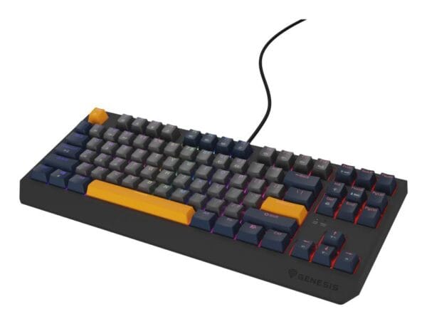 Tastatura gaming mecanica cu fir Genesis Thor 230 TKL, iluminare RGB, switch Linear, switch model Outemu Panda, numar taste 87, 11 butoane multimedia, lungime cablu 1.6m, dimensiuni 363 x 155 x 39 mm, naval blue - imagine 2