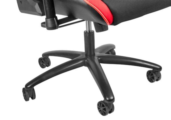 Scaun gaming Genesis Nitro 770, material piele ecologica + Textil, reglabil pe inaltime, greutate maxima suportata 150 kg, inaltime scaun reglabil 45.5 - 54.5 cm, spatar ajustabil 180?, dimensiuni roti 60mm, echipat cu piston cu gaz clasa 4, manere 2D, negru/rosu - imagine 3