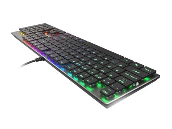 Tastatura gaming mecanica cu fir Genesis Thor 420 , iluminare RGB, switch Content Slim Blue, numar taste 104, 12 butoane multimedia, lungime cablu 165m, dimensiuni 418 x 113 x 24 mm, gri - imagine 6