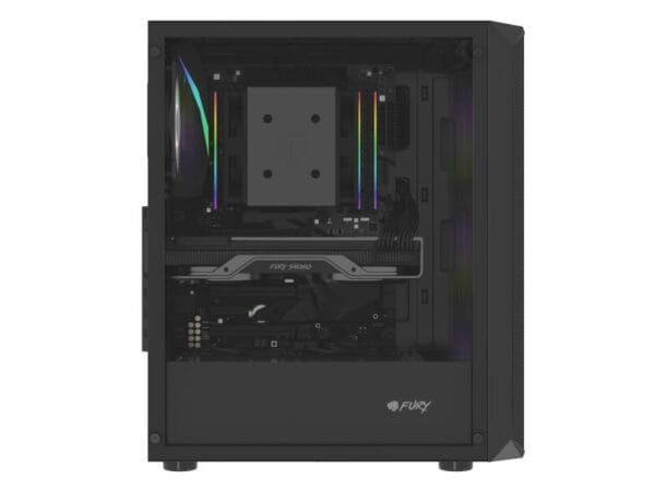 Carcasa FURY SHOBO SH4F Mid Tower RGB NEGRU, Tempered Glass, Sloturi Expansiune 7, Drive Bays: 2x3.5" 2x2.5", Ventilatoare Suportate: 8 (spate: 1x120mm, fata: 3x120mm sau 3x140mm, sus: 2x120mm sau 1x140mm, jos: 2x120mm), Ventilatoare Incluse: 4 (4x120mm), Format Placa De Baza Suportat: Mini-ITX - imagine 3
