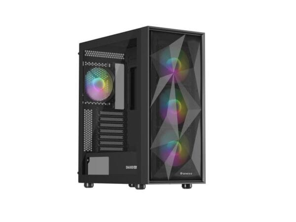 Carcasa GENESIS DIAXID 605 Mid Tower ARGB NEGRU, Tempered Glass, Sloturi Expansiune 7, Drive Bays: 2x3.5" 3x2.5", Ventilatoare Suportate: 8 (spate: 1x120mm, fata: 3x120mm sau 3x140mm, sus: 2x120mm sau 2x140mm, jos: 2x120mm), Ventilatoare Incluse: 4 (spate: 1x120mm, fata: 3x120mm), Format Placa De - imagine 4