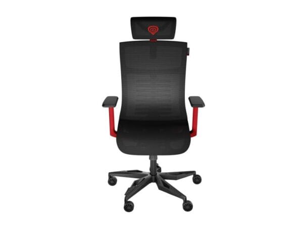 Scaun gaming Genesis Astat 700 G2, material Mesh PureFlow Plus, reglabil pe inaltime, greutate maxima suportata 120 kg, inaltime scaun reglabil 27.5 - 34.5 cm, spatar ajustabil 135?, dimensiuni roti 60mm,  echipat cu piston cu gaz clasa 4, negru/rosu