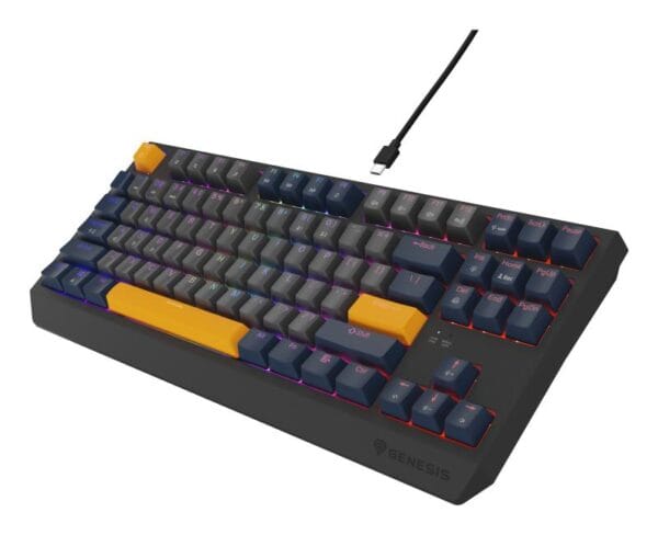 Tastatura gaming mecanica cu fir Genesis Thor 230 TKL, iluminare RGB, switch Linear, switch model Outemu Panda, numar taste 87, 11 butoane multimedia, lungime cablu 1.6m, dimensiuni 363 x 155 x 39 mm, naval blue - imagine 6