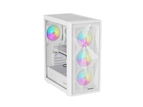 Carcasa GENESIS DIAXID 605 Mid Tower ARGB ALB, Tempered Glass, Sloturi Expansiune 7, Drive Bays: 2x3.5" 3x2.5", Ventilatoare Suportate: 8 (spate: 1x120mm, fata: 3x120mm sau 3x140mm, sus: 2x120mm sau 2x140mm, jos: 2x120mm), Ventilatoare Incluse: 4 (spate: 1x120mm, fata: 3x120mm), Format Placa De Baza - imagine 8
