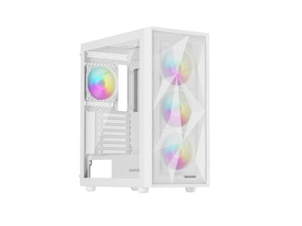 Carcasa GENESIS DIAXID 605 Mid Tower ARGB ALB, Tempered Glass, Sloturi Expansiune 7, Drive Bays: 2x3.5" 3x2.5", Ventilatoare Suportate: 8 (spate: 1x120mm, fata: 3x120mm sau 3x140mm, sus: 2x120mm sau 2x140mm, jos: 2x120mm), Ventilatoare Incluse: 4 (spate: 1x120mm, fata: 3x120mm), Format Placa De Baza - imagine 5