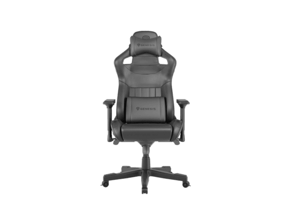 Scaun gaming Genesis Nitro 950, material piele ecologica, reglabil pe inaltime, greutate maxima suportata 150 kg, inaltime scaun reglabil 50 - 55 cm, spatar ajustabil 160?, dimensiuni roti 60mm,  echipat cu piston cu gaz clasa 4, manere 4D, negru