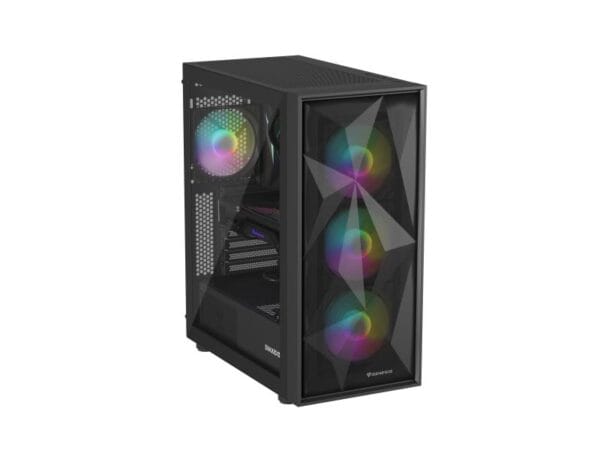 Carcasa GENESIS DIAXID 605 Mid Tower ARGB NEGRU, Tempered Glass, Sloturi Expansiune 7, Drive Bays: 2x3.5" 3x2.5", Ventilatoare Suportate: 8 (spate: 1x120mm, fata: 3x120mm sau 3x140mm, sus: 2x120mm sau 2x140mm, jos: 2x120mm), Ventilatoare Incluse: 4 (spate: 1x120mm, fata: 3x120mm), Format Placa De - imagine 6