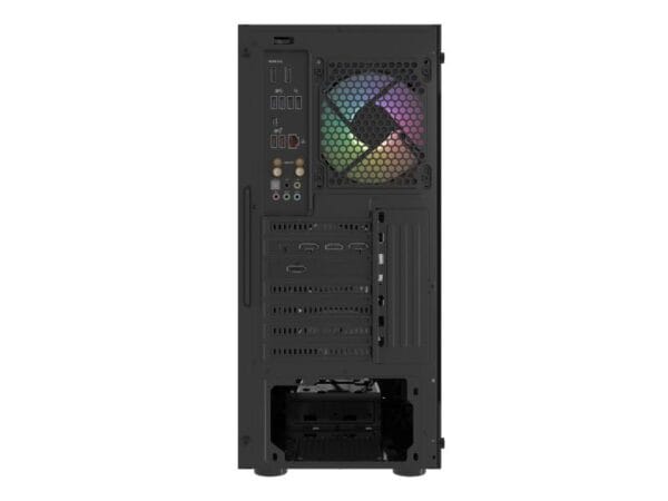 Carcasa FURY SHOBO SH4F Mid Tower RGB NEGRU, Tempered Glass, Sloturi Expansiune 7, Drive Bays: 2x3.5" 2x2.5", Ventilatoare Suportate: 8 (spate: 1x120mm, fata: 3x120mm sau 3x140mm, sus: 2x120mm sau 1x140mm, jos: 2x120mm), Ventilatoare Incluse: 4 (4x120mm), Format Placa De Baza Suportat: Mini-ITX - imagine 8
