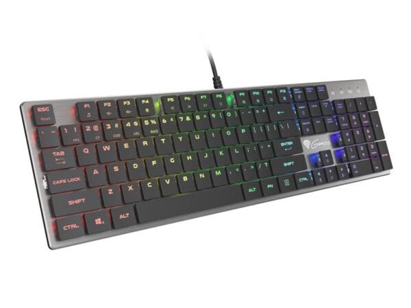 Tastatura gaming mecanica cu fir Genesis Thor 420 , iluminare RGB, switch Content Slim Blue, numar taste 104, 12 butoane multimedia, lungime cablu 165m, dimensiuni 418 x 113 x 24 mm, gri - imagine 2
