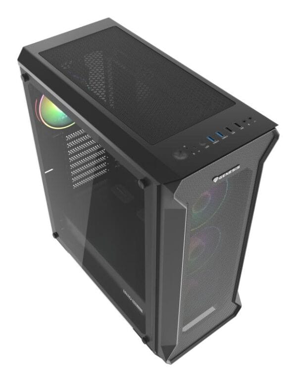 Carcasa GENESIS IRID 505 V2 Mid Tower ARGB NEGRU, Tempered Glass, Sloturi Expansiune 8, Drive Bays: 2x3.5" 7x2.5", Ventilatoare Suportate: 6 (spate: 1x120mm, fata: 3x120mm sau 2x140mm, sus: 2x120mm sau 2x140mm), Ventilatoare Incluse: 4 (4x120mm OXAL ARGB), Format Placa De Baza Suportat: Mini-ITX - imagine 5