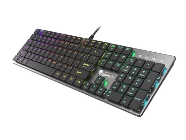 Tastatura gaming mecanica cu fir Genesis Thor 420 , iluminare RGB, switch Content Slim Blue, numar taste 104, 12 butoane multimedia, lungime cablu 165m, dimensiuni 418 x 113 x 24 mm, gri - imagine 4